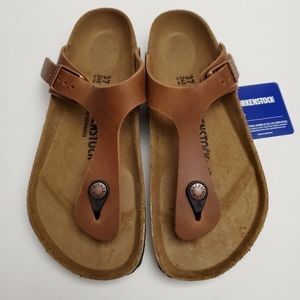New Birkenstock Gizeh Antique Brown Leather Sandals